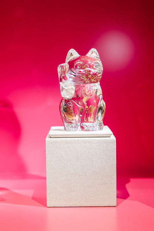Baccarat Cat Maneki Neko Figurine - Fortune Signs