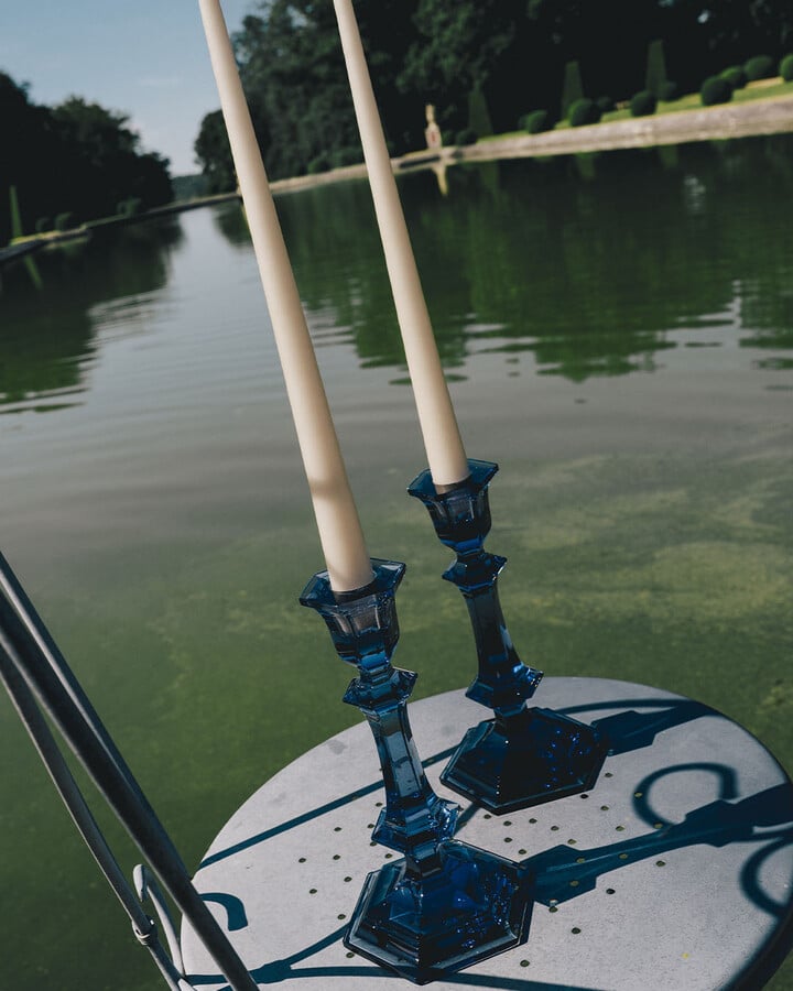 Baccarat Harcourt Candlesticks - Midnight Blue (Set of 2) | Formfluent