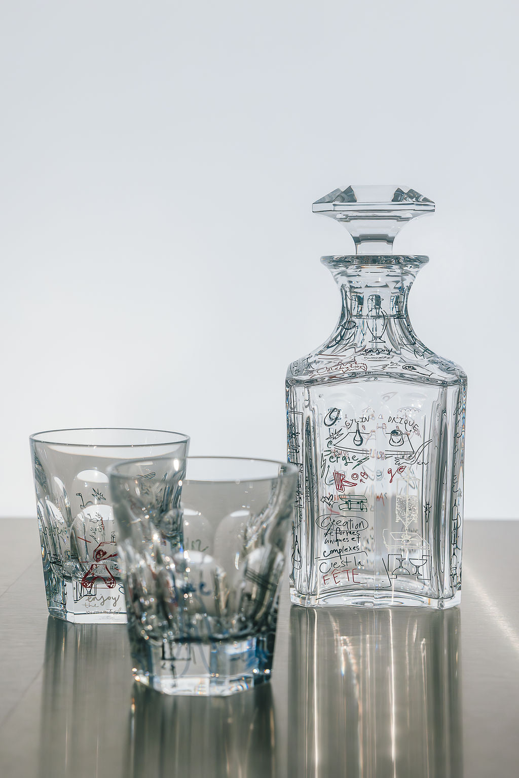 Baccarat Harcourt Decanter and Tumblers Red Set Harry Nuriev Limited Edition - Red