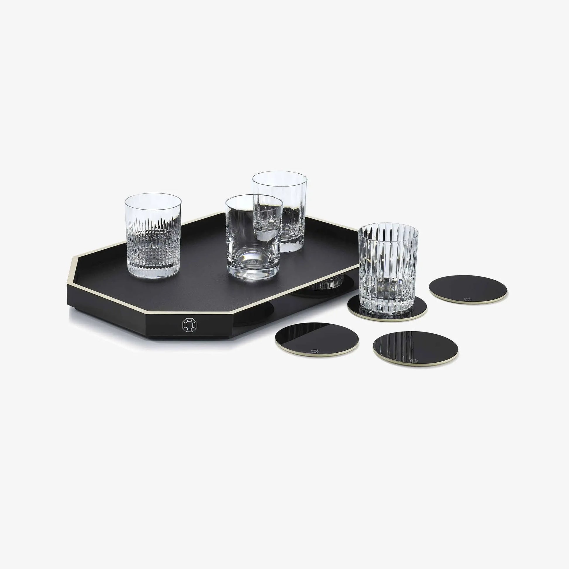 Baccarat Lacquer Octogone Tray Black (S/M/L)  by  Baccarat at   FormFluent Sydney, Australia
