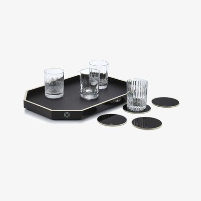 Baccarat Lacquer Octogone Tray Black (S/M/L)  by  Baccarat at   FormFluent Sydney, Australia