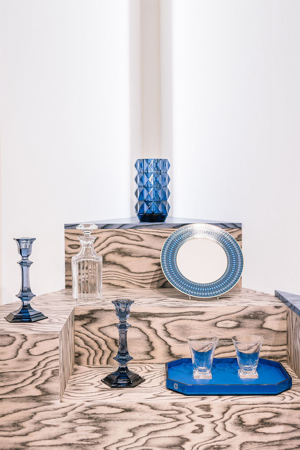 Baccarat Harcourt Candlesticks - Midnight Blue (Set of 2)