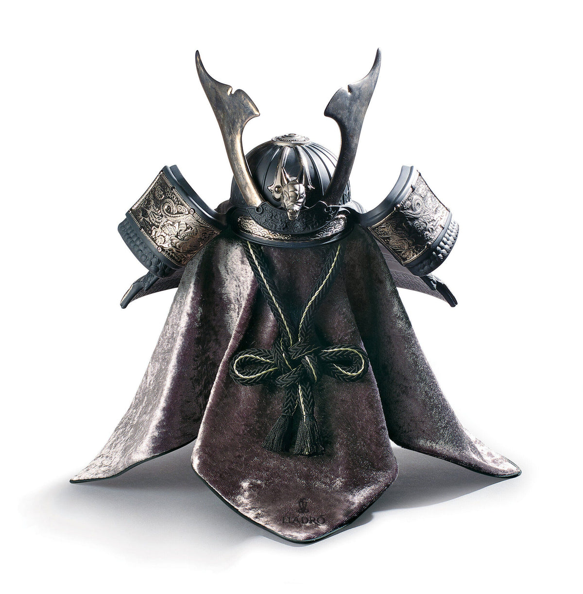 Lladro Dragon Samurai Helmet Figurine- Silver Lustre