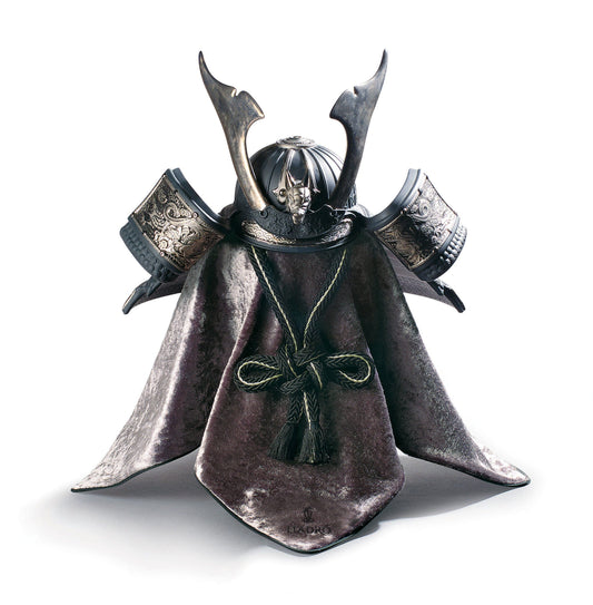 Lladro Dragon Samurai Helmet Figurine- Silver Lustre