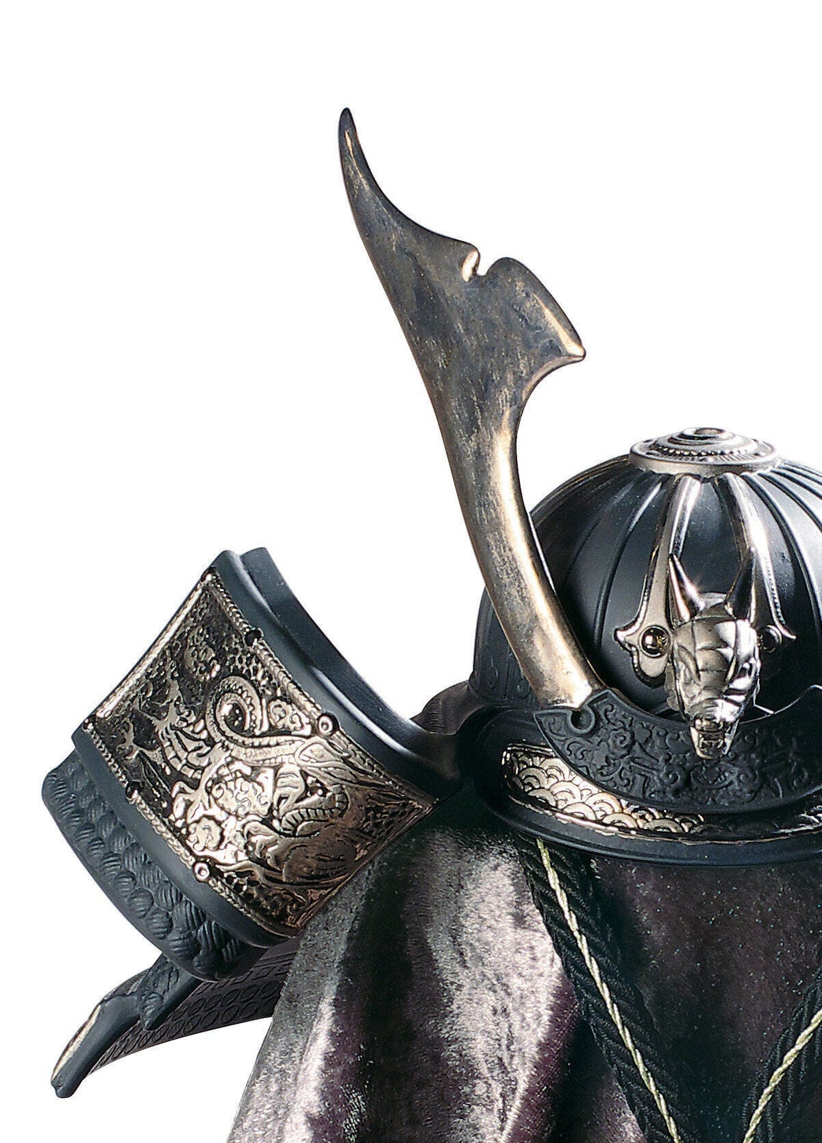 Lladro Dragon Samurai Helmet Figurine- Silver Lustre