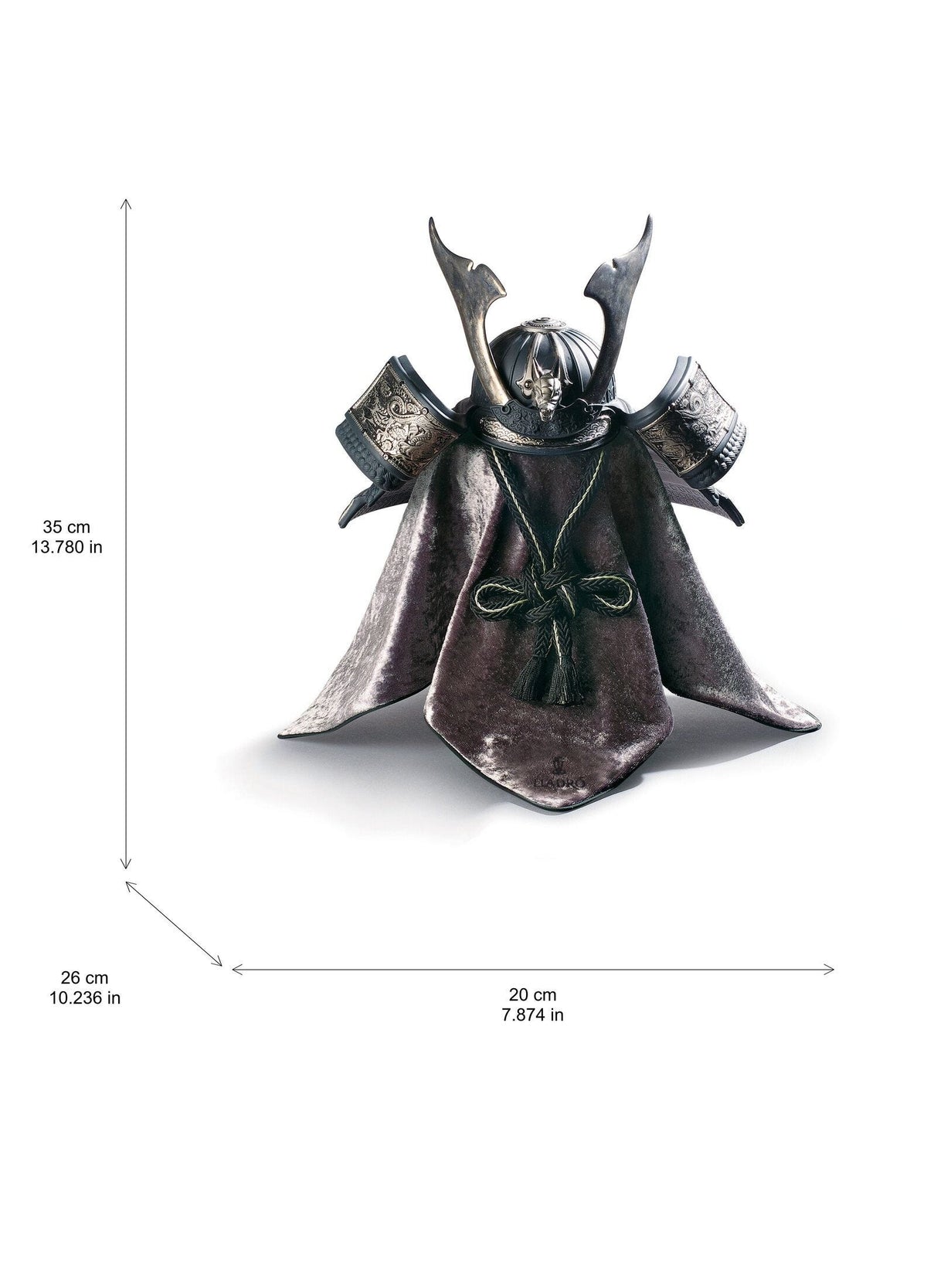 Lladro Dragon Samurai Helmet Figurine- Silver Lustre
