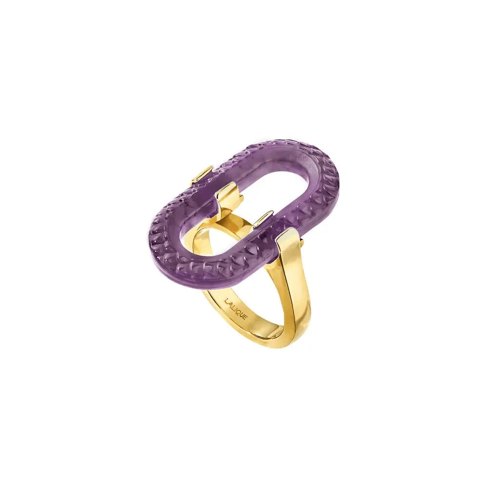 Lalique Empreinte Animale Ring Dusk Purple Crystal 18K Yellow Gold Plated Jewelry by  Lalique at   FormFluent Sydney, Australia