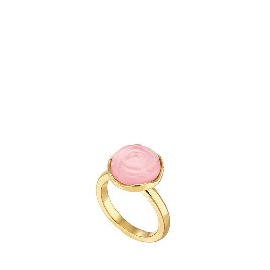 Pivoine Ring - Pink Pearly on Clear Crystal