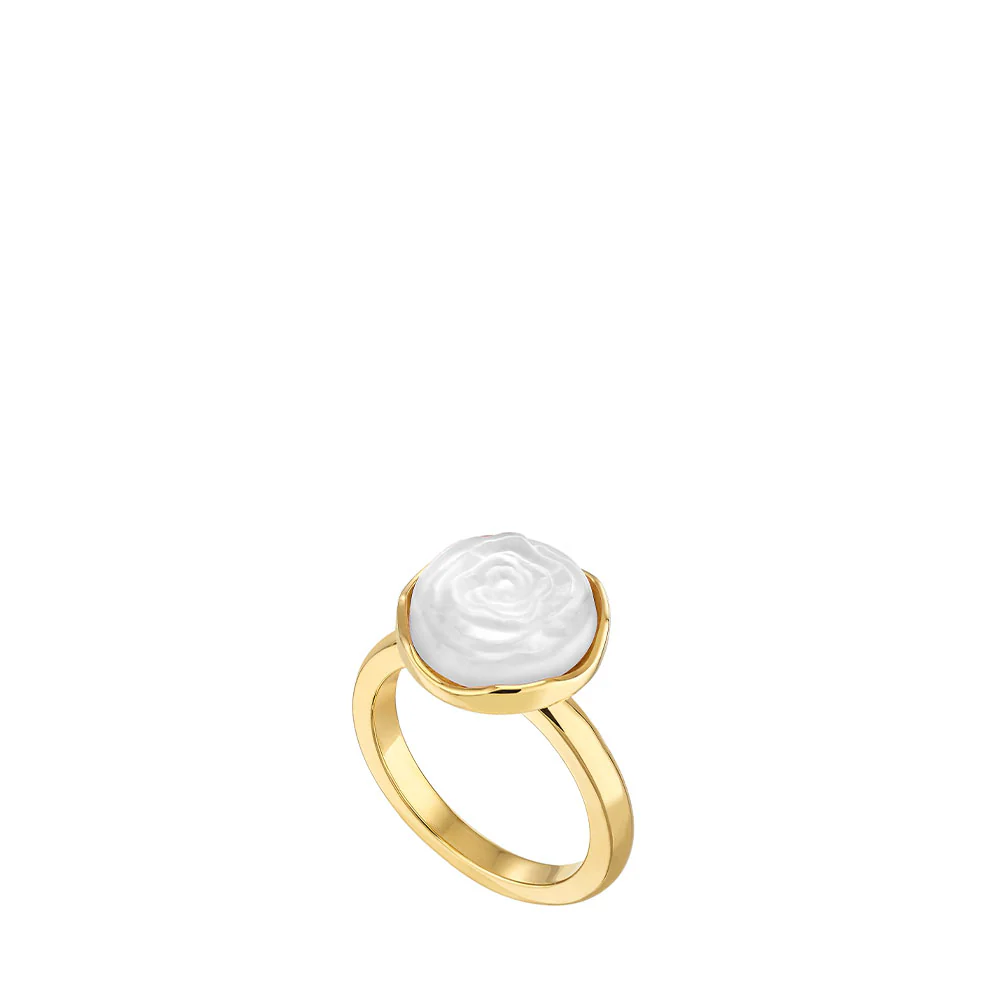 Pivoine Ring - White Pearly on Clear Crystal