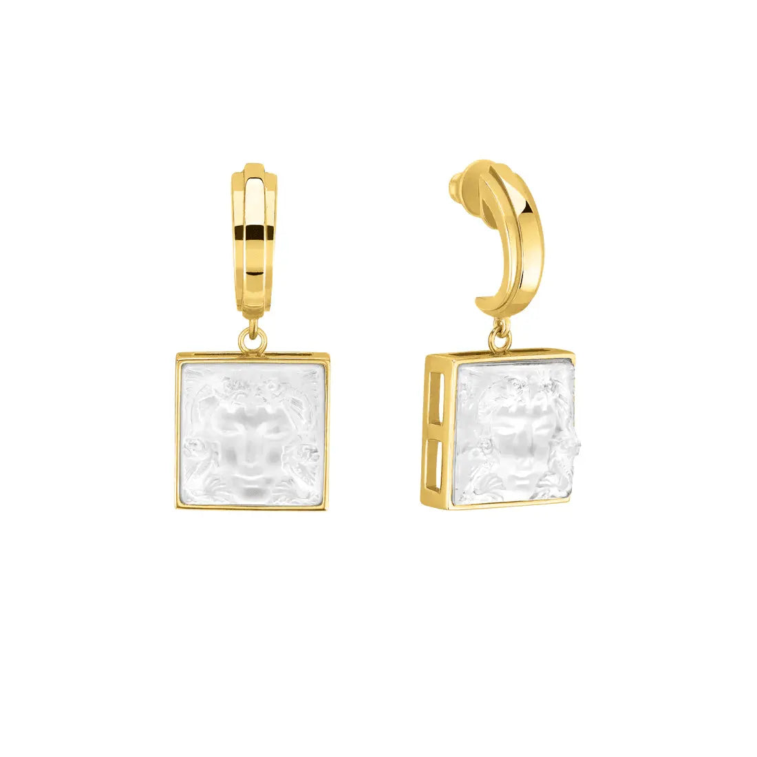 Lalique Aréthuse Short Earrings Clear Rose-Pearled Crystal 18K Yellow Gold Plated Jewelry by Lalique at  FormFluent Sydney, Australia