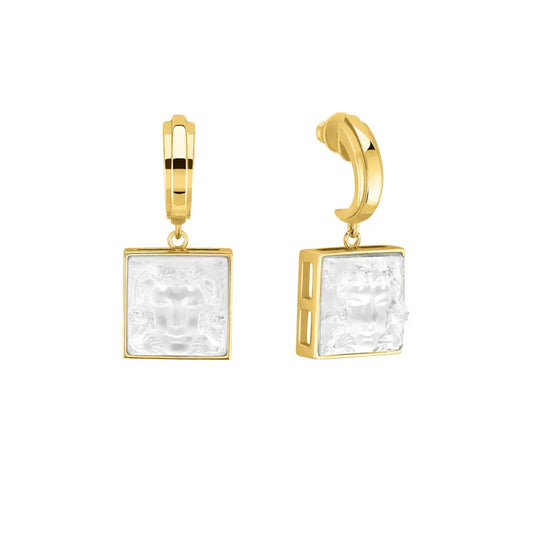 Lalique Aréthuse Short Earrings Clear Rose-Pearled Crystal 18K Yellow Gold Plated Jewelry by Lalique at  FormFluent Sydney, Australia