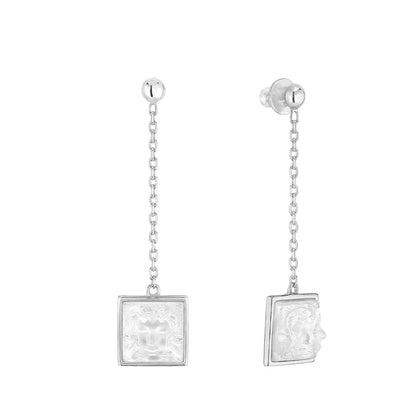 Lalique Aréthuse Long Earrings Silver Jewelry by  Lalique at   FormFluent Sydney, Australia