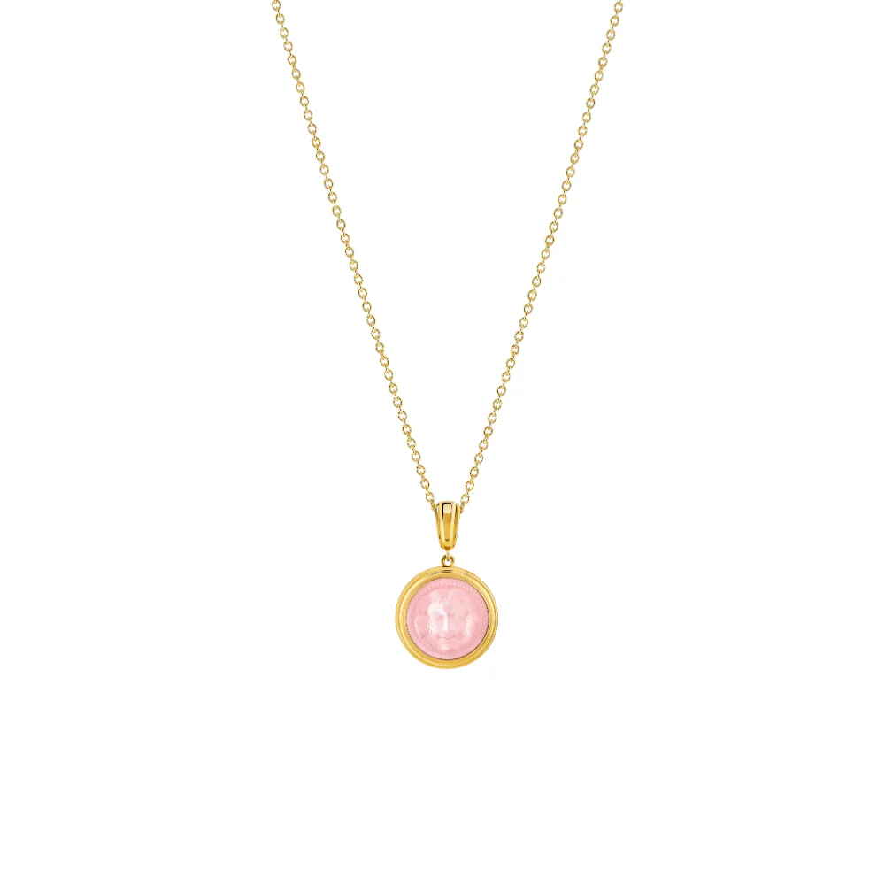 Lalique Aréthuse Small Round Pendant Clear Rose-Pearled Crystal 18K Yellow Gold Plated Jewelry by  Lalique at   FormFluent Sydney, Australia