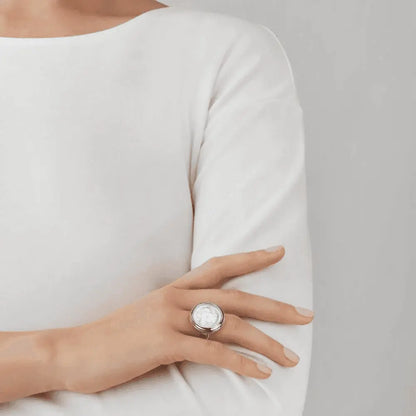 Lalique Aréthuse Round Ring Clear Crystal Silver Jewelry by  Lalique at   FormFluent Sydney, Australia