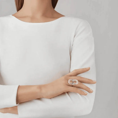 Lalique Empreinte Animale Ring Clear Crystal Silver  by  Lalique at   FormFluent Sydney, Australia