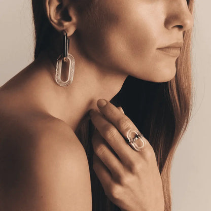 Lalique Empreinte Animale Ring Clear Crystal Silver  by  Lalique at   FormFluent Sydney, Australia