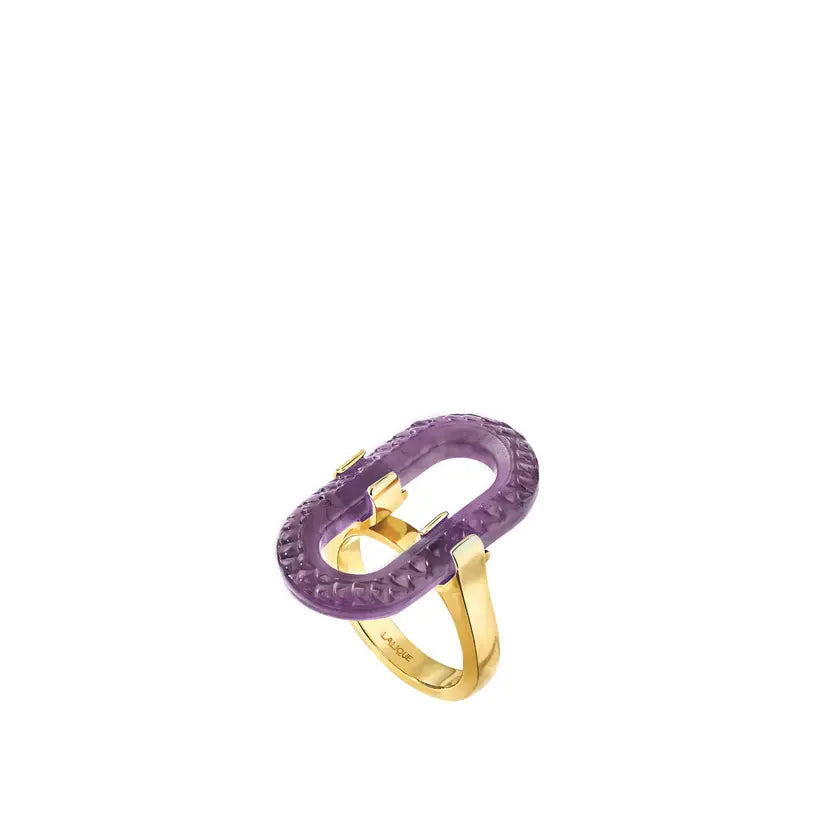  Lalique Empreinte Animale Ring - Dusk Purple Crystal, 18K Gold Plated  by Lalique at  FormFluent