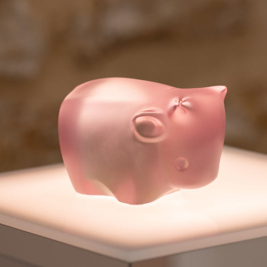 Lalique Niu Wang Wang Ox Sculpture - Pink luster crystal by Han Meilin, 2025
