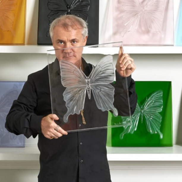 Lalique Eternal Beauty Butterfly Damien Hirst Turquoise Crystal Platinum Stamped Limited Edition  by Lalique at  FormFluent