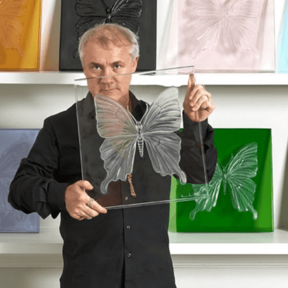 Lalique Eternal Hope Dragonfly Damien Hirst Black Crystal Platinum Stamped Limited Edition Sculpture by  Lalique at   FormFluent Sydney, Australia