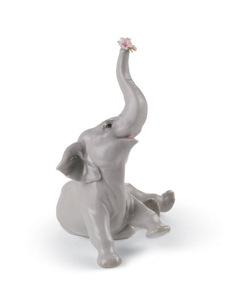 Baby Elephant with Pink Flower Sculpture - FormFluent