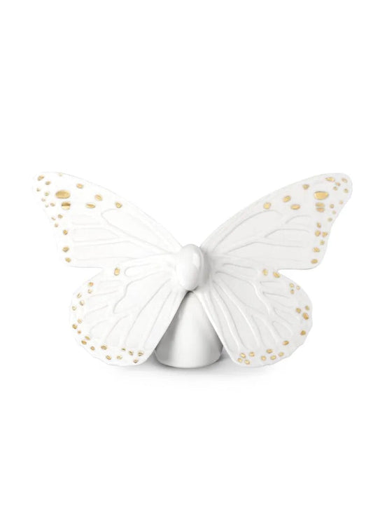 Lladró Butterfly Figurine White with Gold Lustre Sculpture by  Lladró at   FormFluent Sydney, Australia