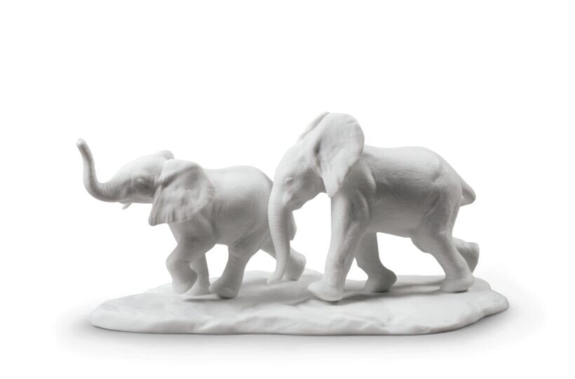 Following The Path Elephants Sculpture (White) - FormFluent