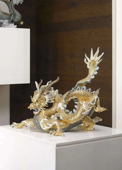 Lladró Great Dragon Sculpture Gold Lustre Limited Edition Sculpture by Lladró at  FormFluent