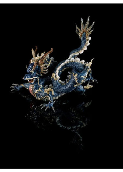  Lladró Great Dragon Sculpture Blue Enamel Limited Edition Sculpture by Lladró at  FormFluent