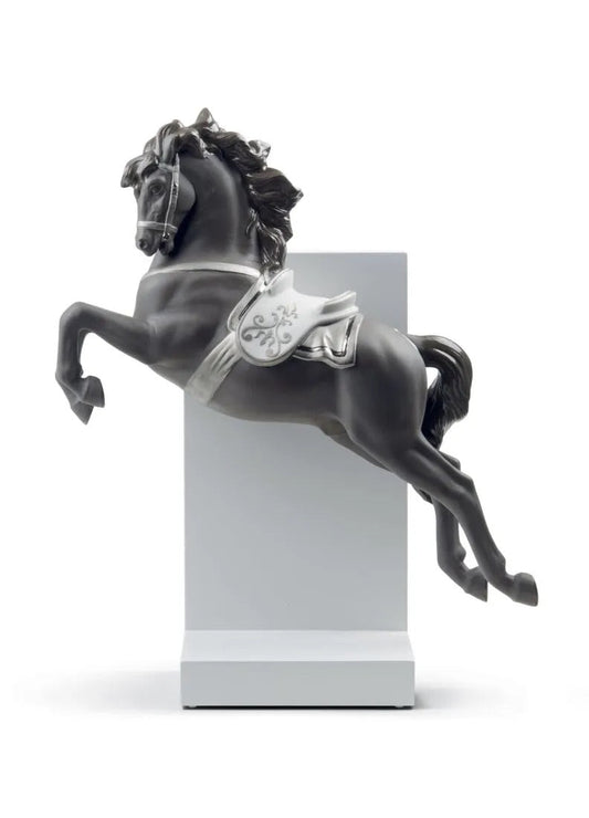 Lladró Silver Horse on Pirouette Bookend Sculpture by  Lladró at   FormFluent Sydney, Australia