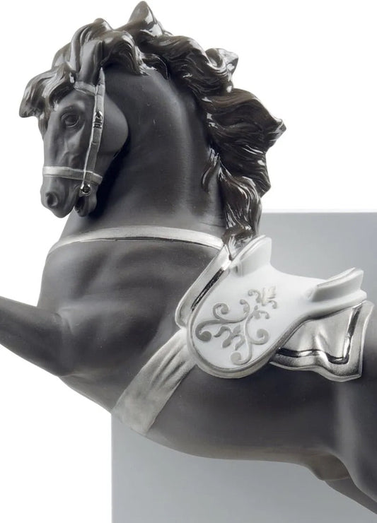 Lladró Silver Horse on Pirouette Bookend Sculpture by  Lladró at   FormFluent Sydney, Australia