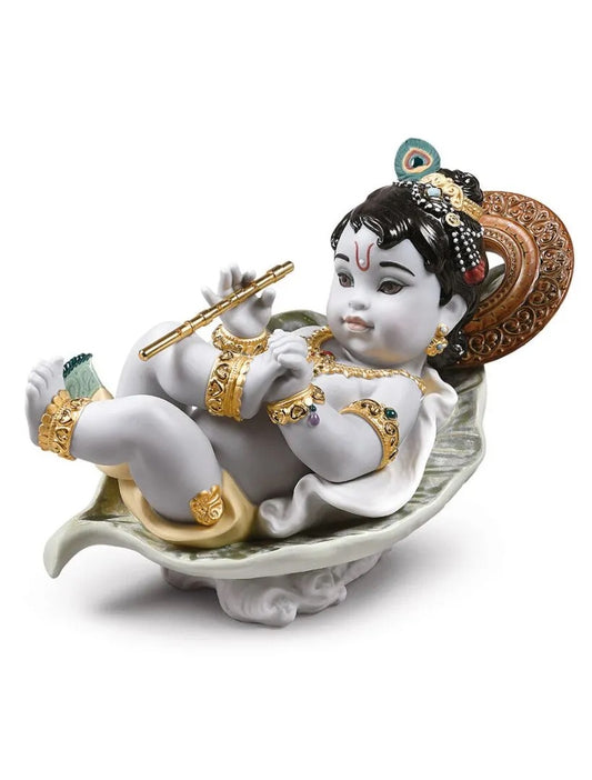 Krishna on a Leaf Figurine