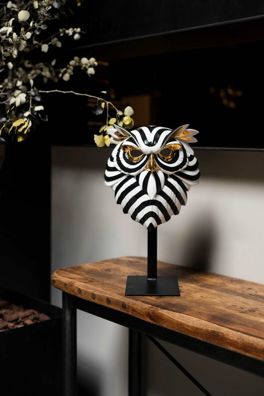 Lladró Black and Gold African Owl Mask Sculpture by  Lladró at   FormFluent Sydney, Australia