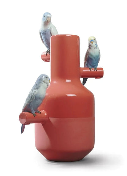 Lladró Parrot Parade Vase Coral Vase by  Lladró at   FormFluent Sydney, Australia