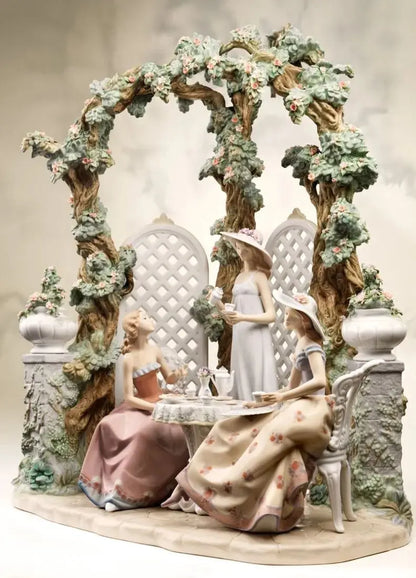  Lladró Tea in The Garden Women Sculpture Limited Edition Sculpture by Lladró at  FormFluent
