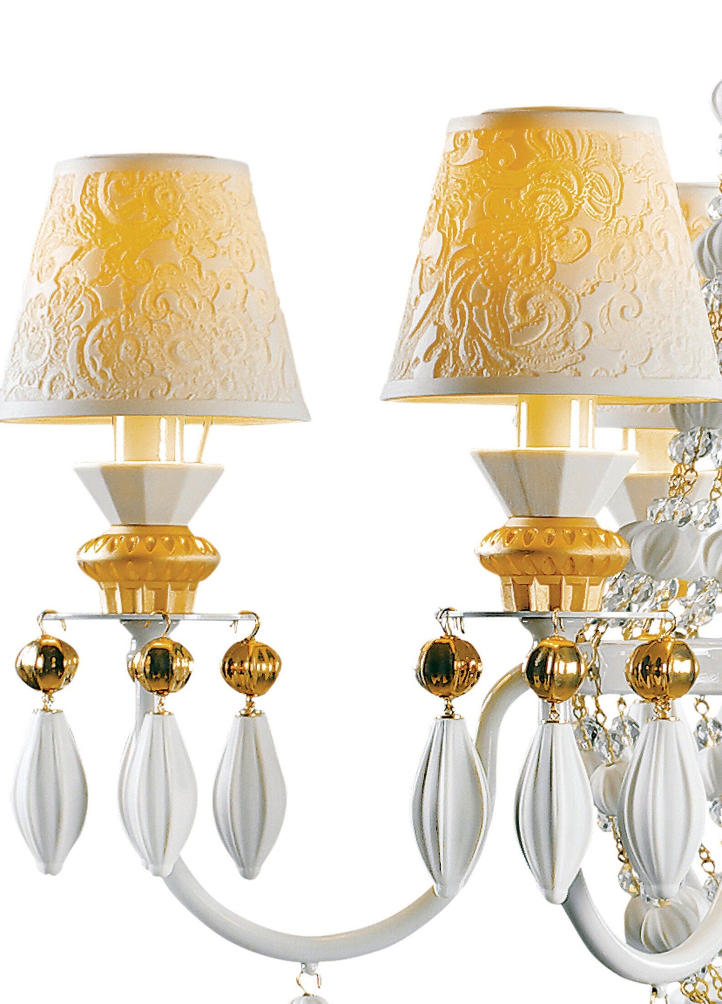 Lladró Winter Palace 6 Lights Chandelier - White and Gold Lustre - FormFluent