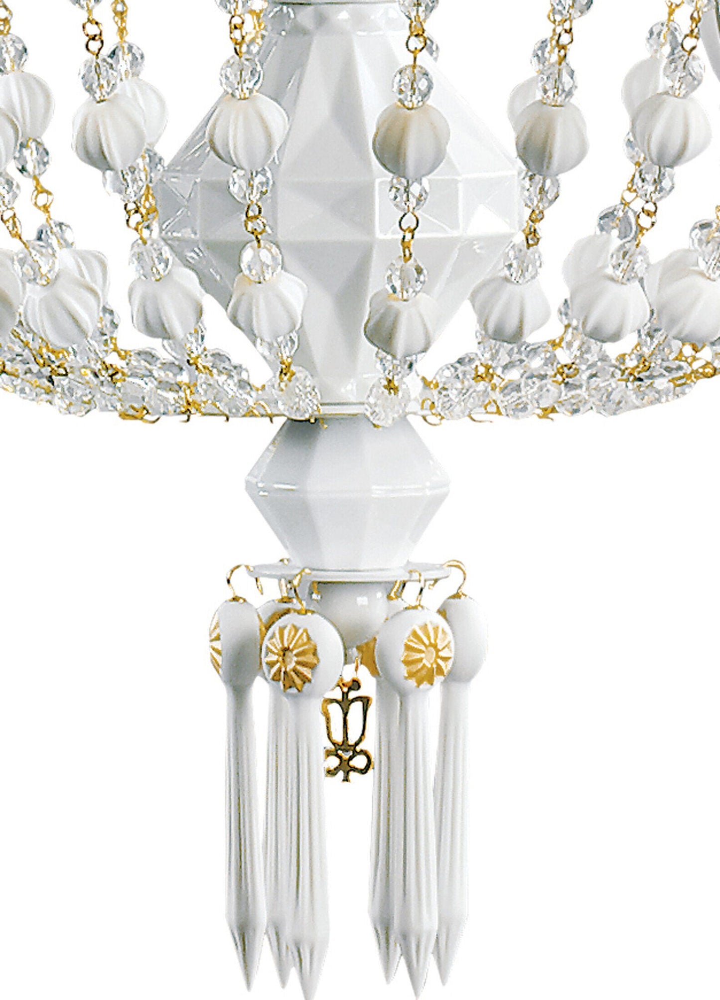 Lladró Winter Palace 6 Lights Chandelier - White and Gold Lustre - FormFluent