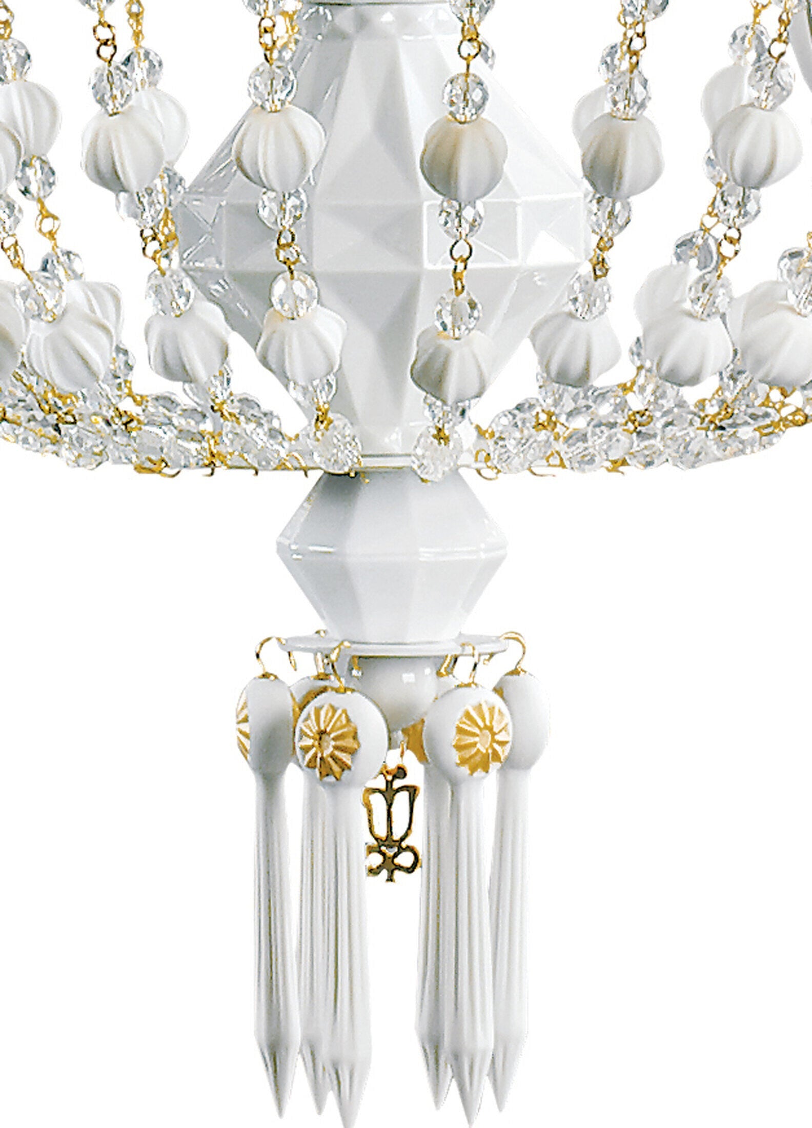 Lladró Winter Palace 6 Lights Chandelier - White and Gold Lustre - FormFluent