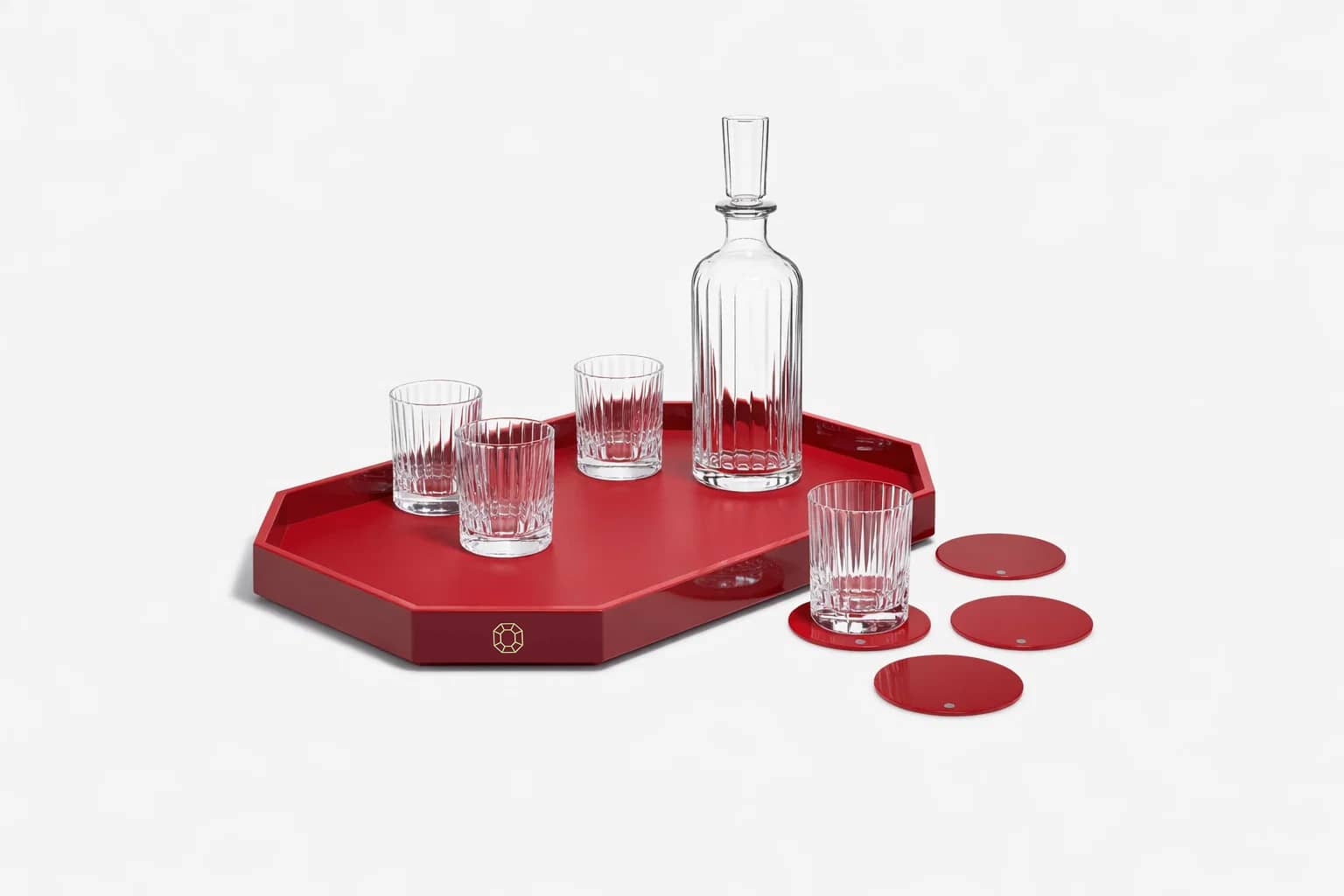 Baccarat Lacquer Octogone Tray Red (S/M/L) - FormFluent