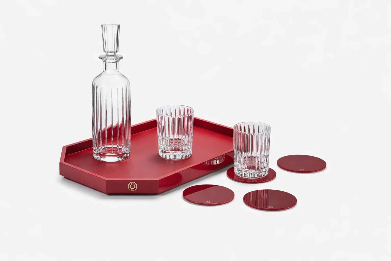 Baccarat Lacquer Octogone Tray Red (S/M/L) - FormFluent