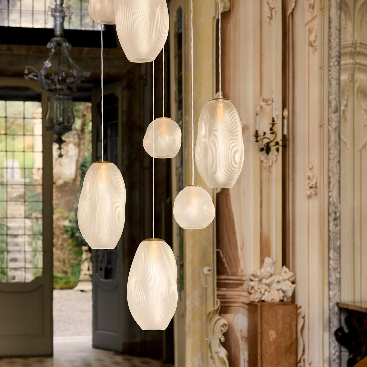 Lalique Alizé Small Ceiling Lamp - Nickle