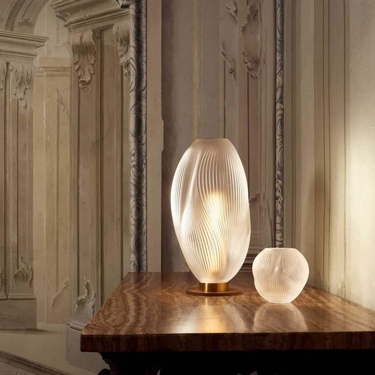 Lalique Alizé XXL table lamp - Nickle