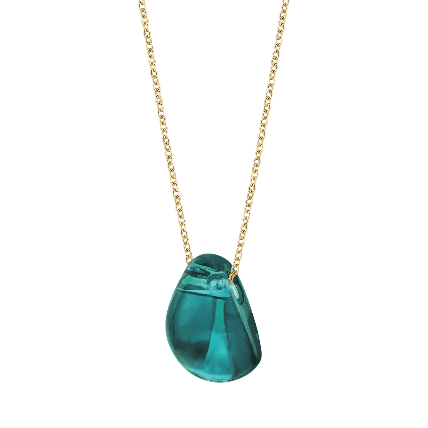 Lalique Cabochon Pendant Necklace - Deep Green Crystal 18K Yellow Gold Plated Jewelry by  Lalique at   FormFluent Sydney, Australia