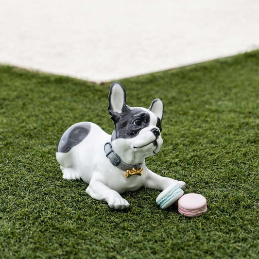 French Bulldog with Macarons Dog Figurine