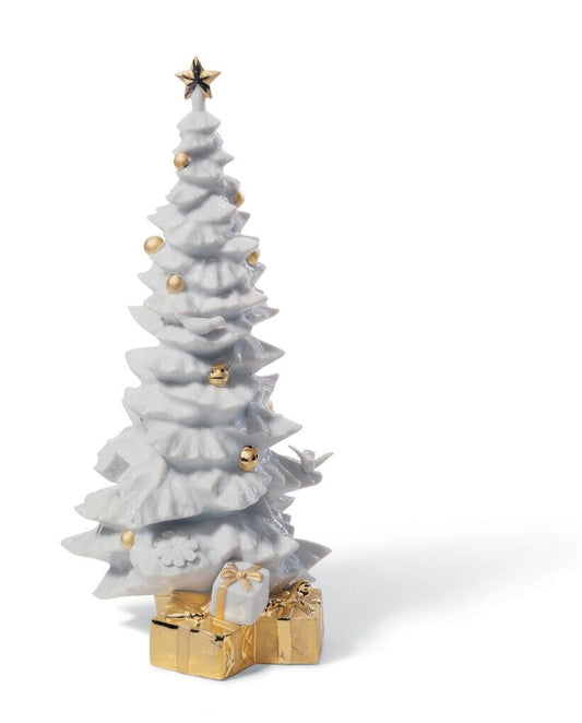 Lladró O Christmas Tree Figurine White with Gold Lustre Sculpture by Lladró at  FormFluent Sydney, Australia