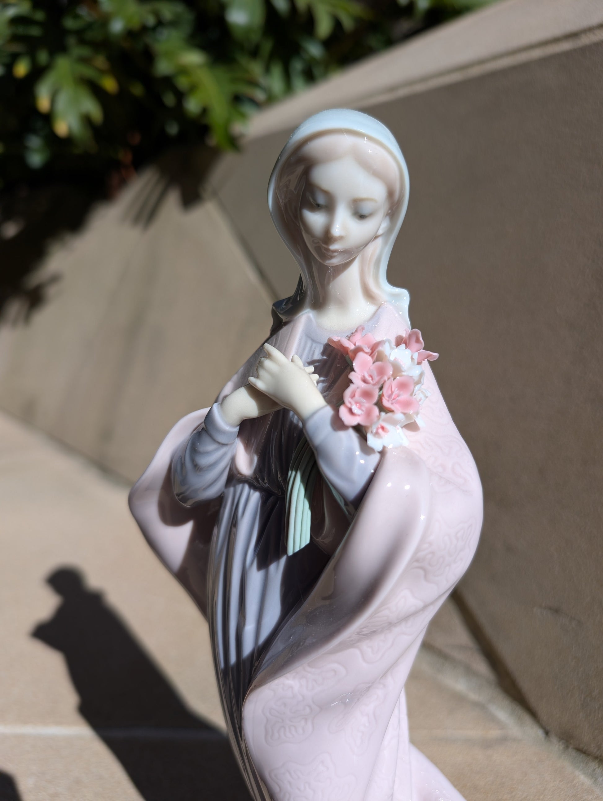 Lladró Our Lady with Flowers Virgin Mary Figurine  - FormFluent Sydney Australia