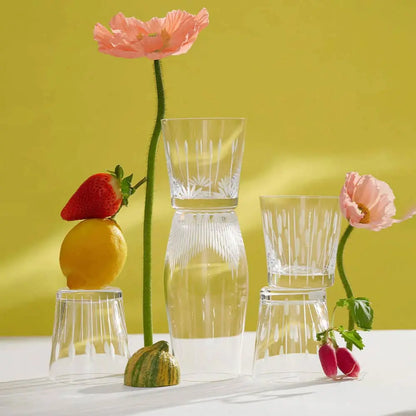 Lalique Lotus Drops Crystal Tumbler 30 cl Glassware by  Lalique at   FormFluent Sydney, Australia