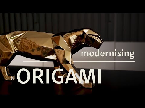 Youtube video of Lladro's Origami panther. The text on the thumbnail reads: Modernising Origami